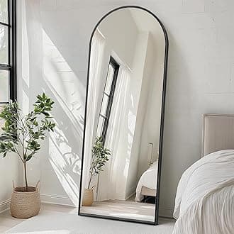 71"x26" Arched Full Length Mirror, Standing or Leaning Full Body Mirror with Aluminum Alloy Thin Frame, Suitable for Bedroom or Cloakroom,Black
