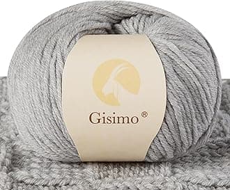 100% Merino Wool Yarn, 6-Ply Luxurious and Soft Yarn for Hand Knitting & Crocheting, 1.76 OZ/50g, 127 yds/116 Meters (Light Gray, 1 Ball)