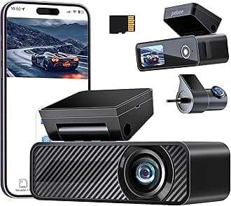 Pelsee Dash Camera, Front and Rear Camera, 4K UHD, 8 Megapixels, High Sensitivity Sensor, Ultra Wide Angle 170°, Equipped with G-Sensor, Impact Recording, Time-lapse Recording, Parking Monitoring