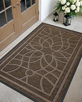 DEXI Entrance Door Mat Heavy Duty Non Slip Low Profile Entrance Door Mat Traps Dirt and Moisture Easy Clean Patio Garage 5x3 Inch