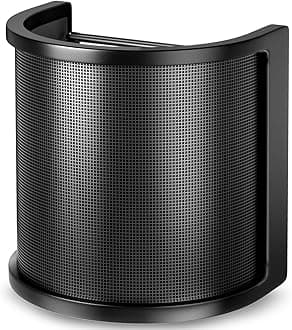 PEMOTech Metal Pop Filter Double Layer Microphone Mic Windscreen Pop Filter, Recording Studio Metal Vocal Recording Panel Acoustic Isolation