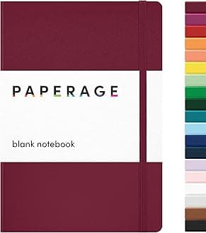 PAPERAGE Blank Journal Notebook, (Burgundy), 160 Pages, Medium 5.6 in x 8 in - 100 GSM Thick Paper – Hardcover Journaling Notebook for Work, School, Note Taking or Sketching
