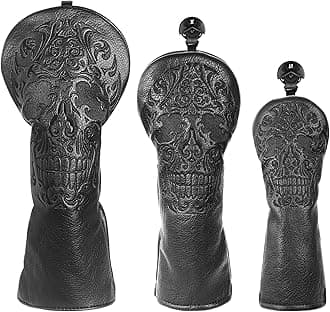 Craftsman Golf Skull Skeleton Black Golf Club Head Covers Headcover for Woods Driver and Hybrids Irons