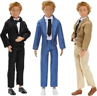 MiunanaBoy Doll Fashion Business Formal Suits for 12 Inch Male Doll and Shoes 3 Sets 12 PCS Man Doll Wedding Suit Formal Occasion Clothes Office Clothes and Shoes (Including 3 Pairs of Shoes)