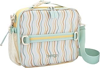 Bentgo® Kids Lunch Bag (Whimsy & Wonder Collection) - Durable, Double-Insulated Lunch Bag for Kids 3+; Holds Lunch Box/Water Bottle/Snacks; Water-Resistant Fabric & Zip Pockets (Wavy)