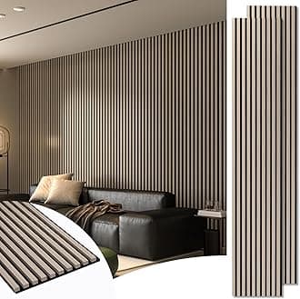 Art3d 2-Pack 108" x 12" Acoustic Wood Panels for Wall, Soundproof Wood Slat Panel for Wall and Ceiling, 3D Fluted Sound Absorbing Paneling for Interior Wall Decor, Living Room, Bedroom - Oak