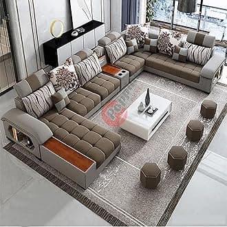 Sofa set furniture new L shape modern simple furniture set design large sofa sectional combination sofa (Brown)