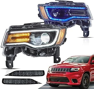 VLAND Projector Headlights Compatible with Jeep Grand Cherokee WK2 2014-2021 4th Gen All Models, Front Lamp Assembly Sold as a PAIR, Black