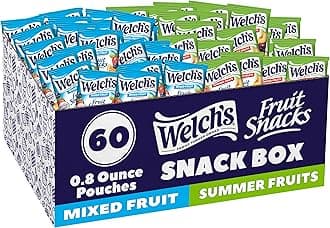 Welch's Fruit Snacks, Mixed Fruit & Summer Fruits Snack Box, Gluten Free, 0.8oz Snack Packs (Pack of 60)