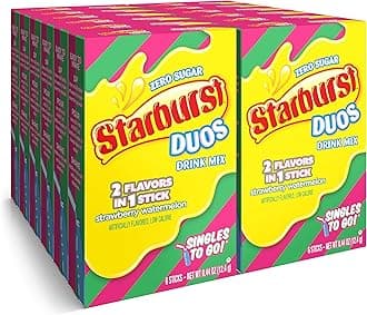 Starburst Duos Singles To Go Powdered Drink Mix, Strawberry Watermelon, 12 Boxes with 6 Packets Each - 72 Total Servings, Sugar-Free Drink Powder, Just Add Water, 6 Count (Pack of 12)