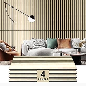 RITOLLO 4 Pack Wood Panels for Wall - 47.2"×23.6" Wood Slat Acoustic Panels for Wall, Soundproof Panels, 3D Fluted Panels for Interior Wall Decor (Natural Oak)