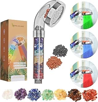 Eternal Wellness Purifying Crystal Shower Head with Minerals As Seen On Tik Tok-High Pressure Showerhead with Light Up LED Mood Lighting- Self Care Gifts for Anti Stress, Anxiety Relief and Relaxation