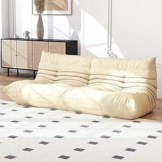 Full Foam Three Seater Sofa – Bean Bag Chairs Floor Couch for Adults, Waterproof Upholstery, Armless Fireside Lounge Chair for Living Room, Apartment, or Office (White)