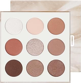 9 Colours Neutral Brown Eyeshadow Palette Shadow Palette Highly Pigmented Mattes Shimmers Nature Smokey Glitter Cream Colorful Powder Waterproof Makeup Palette-Space