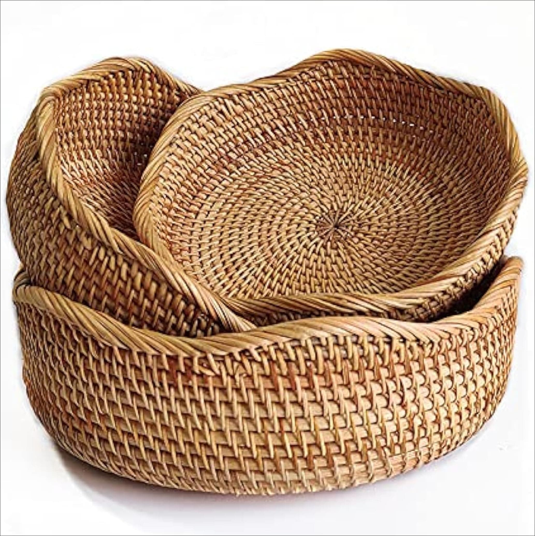 Rattan Round Baskets Set