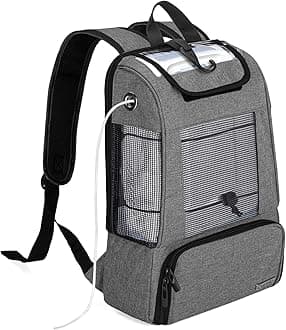 Portable Oxygen Concentrators Backpack, Universal POC Travel Carrying Bag with Mesh Panels for Breathability, Compatible for Inogen, Oxygo, Caire Units, Perfect for on-The-go,Gray-Bag ONLY
