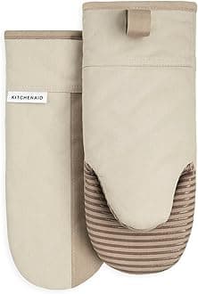 KitchenAid Beacon Non-Slip Oven Mitt Set, Milkshake/Beige, 2 Piece Set