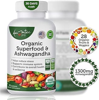 Organic Superfood Greens Fruits and Veggies Complex with Ashwagandha