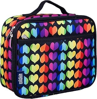 Wildkin Kids Insulated Lunch Box – Durable and Reusable for School & Travel - Rainbow Hearts