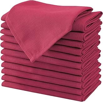 Cloth Napkins Set of 12 (18" X 18") Linen Textured Dinner Napkins Waterproof Extra Soft Thick Durable Reusable Napkins with Hemmed Edges for Family Dinners, Weddings and Everyday Use, Cardinal Red