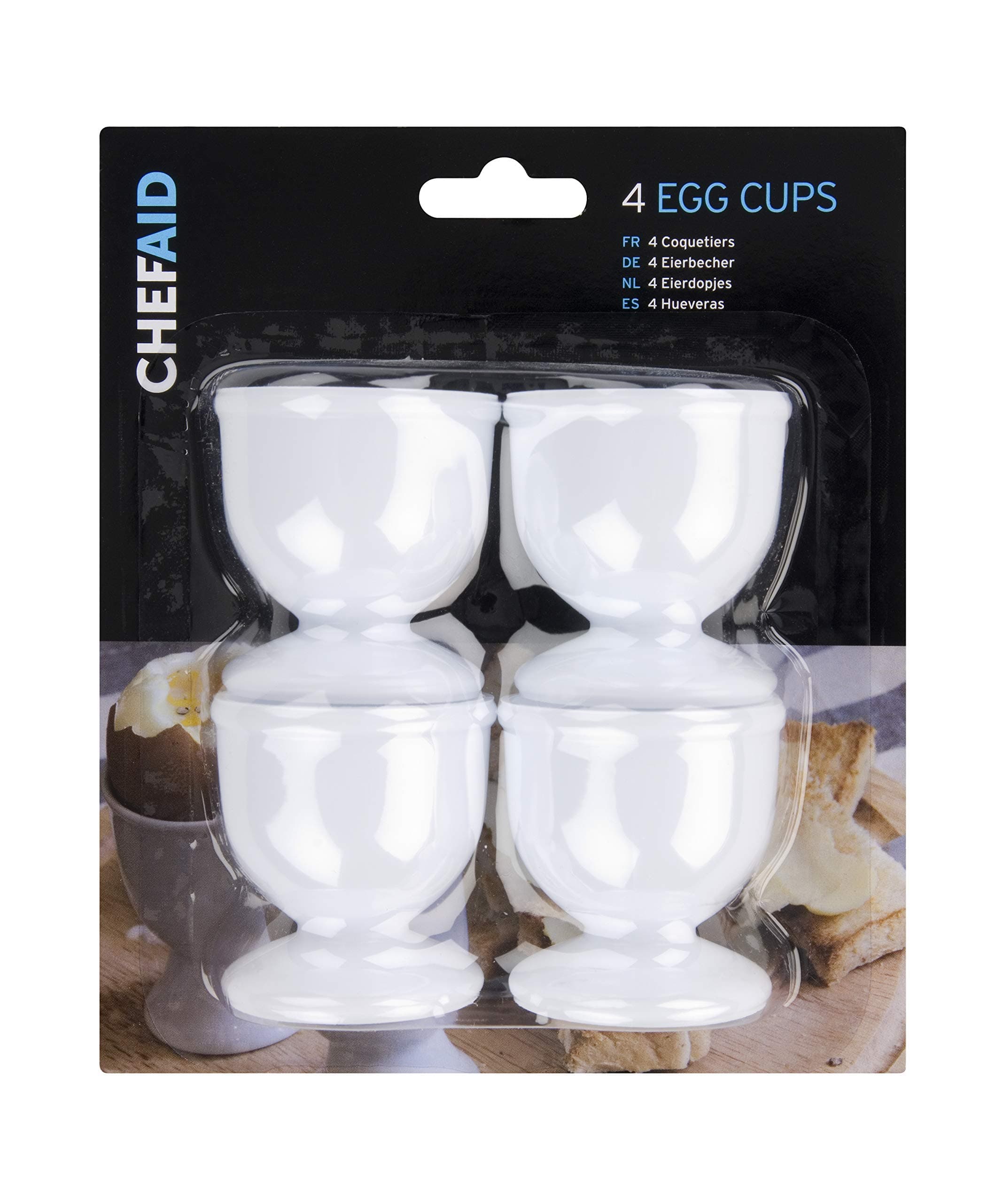White Plastic Egg Cups, Set of 4