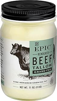 EPIC Beef Tallow, Grass-Fed, Keto Friendly, Whole30, 11oz Jar
