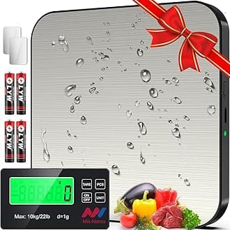 Food Scale, 22lb Digital Kitchen Scale with 7 Units LCD Display & Tare Function, Stainless Steel Weight Grams and Ounces for Baking, Cooking and Meal Prep (Batteries Included)