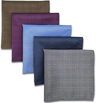 SHLAX&WING 5 Pieces Assorted Mens Silk Pocket Square Set Handkerchiefs