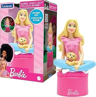 Lexibook, Barbie, LED Pocket Nightlight for children's bedroom, soft light, battery-operated, Pink, NLJ01BB