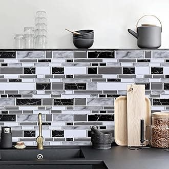 Livebor Kitchen Wallpaper Peel and Stick Backsplash Wallpaper 17.7inch x 393.7inch Bathroom Wallpaper Tile Contact Paper Kitchen Backsplash Countertop Contact Paper Waterproof Removable Wallpaper