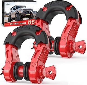 Nilight 2 Pack 3/4" Mega D-Ring Shackle with 7/8" Screw Pin 68,000LBS Break Strength, Heavy Duty Off Road Recovery Shackle for Use with Tow Strap, Winch, Off-Road Jeep Truck Vehicle, 2 Years Warranty