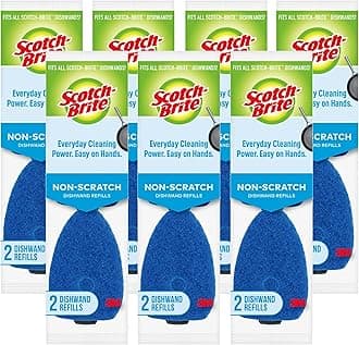 Scotch-Brite Non-Scratch Dishwand Refill, 14 Dish Wand Sponge Refills, Removes Stuck-on Food, Best for Nonstick Pots and Pans, Glass, Tubs & Showers, Fits all Scotch Brite Dishwands
