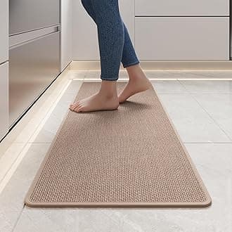 Kitchen mats for Floor, Water and Oil Absorbent Runner Rugs for Kitchen, Kitchen Mat in Front of Sink,Non-Slip and Washable Kitchen Rugs,Braided Quick Dry Kitchen Standing Mat 17x47 Brown