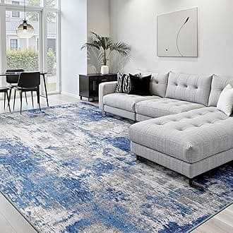 8x10 Area Rugs 8x10, Modern Area Rug, Washable Rug, Non-Slip, Modern Abstract, Area Rug for Living Room Bedroom Dining Room Kitchen Office, Large Area Rug,Blu Gray, shr-tides-810-greyblue