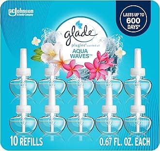 Glade PlugIns Refills Air Freshener, Scented and Essential Oils for Home and Bathroom, Aqua Waves, 6.7 Fl Oz, 10 Count