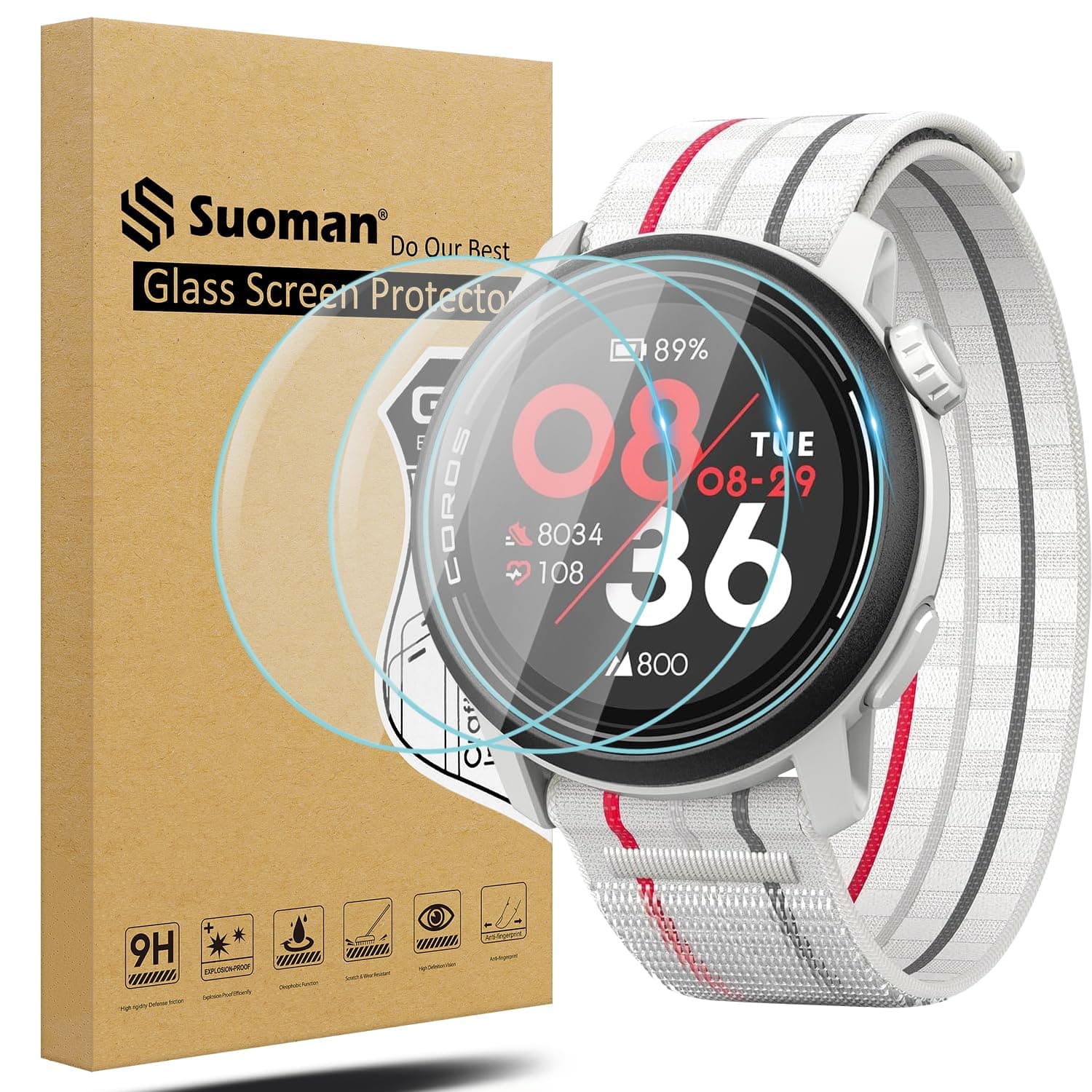 3-Pack for COROS Pace 3 / Pace 2 / APEX 2 Screen Protector Tempered Glass, Film High Definition Full Cover Ultra-thin Screen Protective