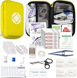 276PCS Hiking First Aid Kit for Home Personal Emergency Supplies Compact Bag for Backpack, First Aid Essentials Survival Kit for Business Travel Car Yellow AMORNING