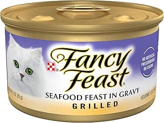 Purina Fancy Feast Grilled Wet Cat Food Seafood Feast in Wet Cat Food Gravy - (Pack of 24) 3 oz. Cans