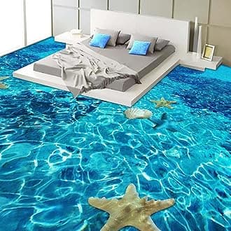 Waterproof PVC self Adhesive 3D Floor Wallpaper Clear sea Water Starfish Shell Bathroom Kitchen Waterproof Floor Tile Mural Stickers