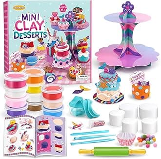 Craft Kits for Kids, Make Your Own Mini Desserts with Air Dry Clay, Create & Display Clay Creations, Art Activities, Great Gifts for Girls
