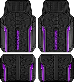 Skechers Car Floor Mats,Heavy Duty Rubber Car Mats Full Set,All Weather Floor Mats,Waterproof TrimTo Fit Universal Floor Liner Car Accessories,Automotive Floor Mats for Cars Trucks SUV,Purple