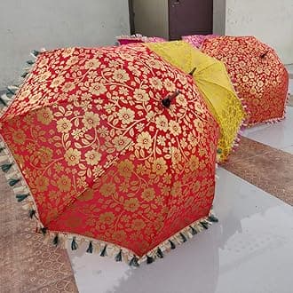 6 Pcs Mix Lot Indian Wedding Umbrella Handmade Umbrella Decorations Vintage Parasols Cotton Umbrellas