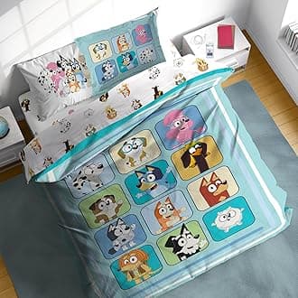 Bluey & Friends Full Comforter Set - 7 Piece Kids Bedding Includes Comforter, Sheets & Pillow Cover - Super Soft Microfiber Bed Set