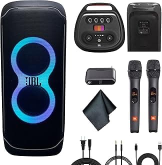 JBL PartyBox Ultimate 1100W Portable Speaker - Wi-fi & Bluetooth Connectivity Splashproof, Powerful Sound and Light Show (JBLPARTYBOXULTAM) + Wireless Two Microphone System with Receiver + More