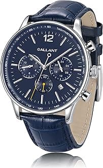 G GALLANT Mens Watch Luxury Quartz Watch for Men with Leather Strap Dual Time Multi Dial Wrist Watch Waterproof Men's Dress Watch Casual Business Gift