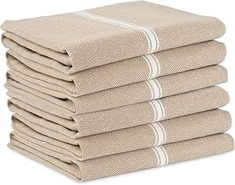 LANE LINEN Kitchen Towels Set - 100% Pure Cotton Dish Towels for Kitchen, Super Absorbent Kitchen Hand Towel, Tea Towels, Soft & Durable Dish Cloths, Pack of 6 – 15”x25”, Beige