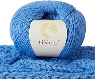 100% Merino Wool Yarn, 6-Ply Luxurious and Soft Yarn for Hand Knitting & Crocheting, 1.76 OZ/50g, 127 yds/116 Meters (Blue, 1 Ball)