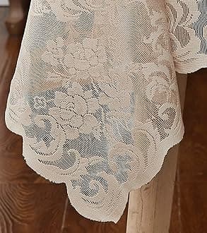 Warm Home Designs 70 Inch Linen Round Tablecloth. Elegant Lace Tablecloth for Round Tables Features Floral Design for Rustic Kitchen Decor, Vintage Decor or Wedding Decor. MTC Linen Round 70"