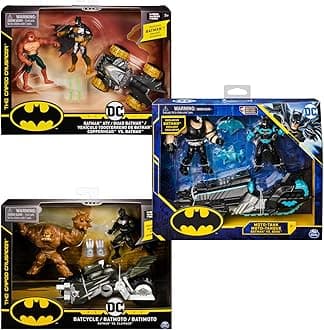BATMAN, Batcycle Vehicle with Exclusive BATMAN and CLAYFACE 4-Inch Action Figures, 6055934
