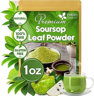 FRESHDRINKUS, Premium 1oz Soursop Leaf Powder, 100% Natural & Pure from Soursop Leaves, Wildcrafted, Graviola Powder, Hoja Guanabana, No Sugar, No Gluten, Vegan